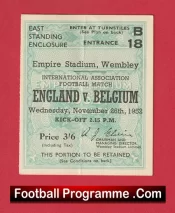 England v Belgium 1952 – Football Ticket 1950s