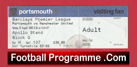 Portsmouth v Manchester United 2008 - Football Ticket - Image 2