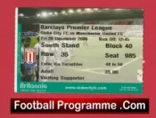Stoke City v Manchester United 2008 – Match Ticket
