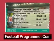 Stoke City v Manchester United 2008 – Match Ticket