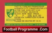 Norwich City v Manchester United 1995 – Match Ticket