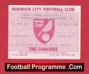 Norwich City v Manchester United 1985 – Match Ticket