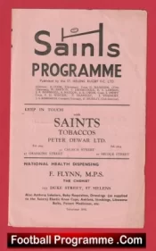 St Helens Rugby v Hunslet 1950 – Old Rugby Programme