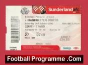 Sunderland v Manchester United 2010 – Match Ticket