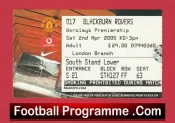 Manchester United v Blackburn Rovers 2005 – Match Ticket