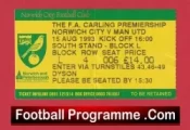 Norwich City v Manchester United 1993 – Match Ticket