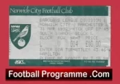 Norwich City v Manchester United 1992 – Football Ticket