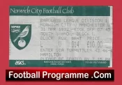 Norwich City v Manchester United 1992 – Football Ticket