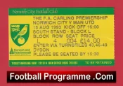Norwich City v Manchester United 1993 – Football Ticket