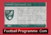 Norwich City v Manchester United 1992 – Match Ticket