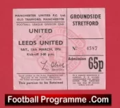 Manchester United v Leeds United 1976 – Man Utd Football Ticket