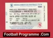 Middlesbrough v Manchester United 2009 – Match Ticket