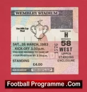 Manchester United v Liverpool 1983 – League Cup Final Ticket