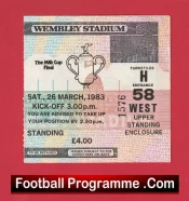 Manchester United v Liverpool 1983 – League Cup Final Ticket