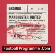 Sheffield United v Manchester United 1975 – Match Ticket