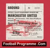 Sheffield United v Manchester United 1975 – Match Ticket