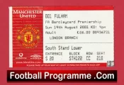 Manchester United v Fulham 2001 – Football Ticket
