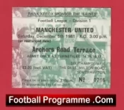 Southampton v Manchester United 1981 – Old Football Ticket