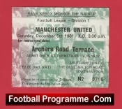 Southampton v Manchester United 1981 – Old Football Ticket