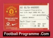 Manchester United v Bolton Wanderers 2002 – Football Ticket