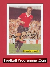 Manchester United Jimmy Greenhoff Autographed Signed Football Card Man Utd