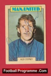 Manchester United Alex Stepney Autographed Signed Football Card Man Utd