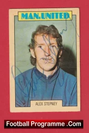 Manchester United Alex Stepney Autographed Signed Football Card Man Utd