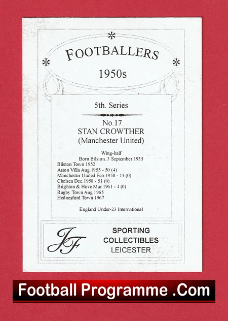 Manchester United Stan Crowther Autographed Signed Football Card Man Utd - Image 3