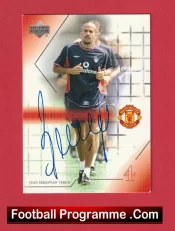 Manchester United Juan Sebastian Veron Autographed Signed Football Card Man Utd
