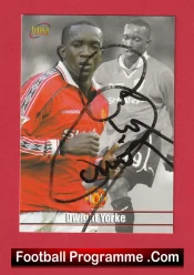 Manchester United Dwight Yorke Autographed Signed Football Card Man Utd
