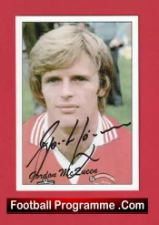 Manchester United Gordon McQueen Autographed Signed Football Card Man Utd
