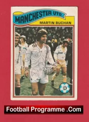 Manchester United Martin Buchan Autographed Signed Football Card Man Utd