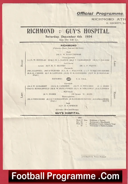 London Scottish Rugby v Old Blues 1924 - Antique Rugby Programmes - Image 3