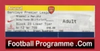 Arsenal v Manchester United 2008 – Match Ticket