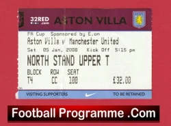 Aston Villa v Manchester United 2008 - Football Ticket FA Cup - football memorabilia