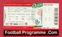 Blackburn Rovers v Manchester United 2011 – Match Ticket
