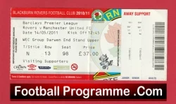 Blackburn Rovers v Manchester United 2011 - Match Ticket - football memorabilia