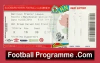 Blackburn Rovers v Manchester United 2011 – Football Ticket