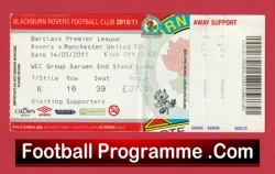 Blackburn Rovers v Manchester United 2011 - Football Ticket - football memorabilia