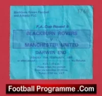 Blackburn Rovers v Manchester United 1985 – Football Ticket
