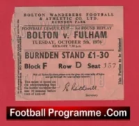 Bolton Wanderers v Fulham 1976 – Match Ticket + George Best