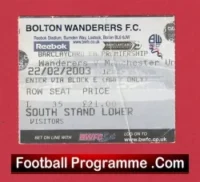 Bolton Wanderers v Manchester United 2003 – Football Ticket
