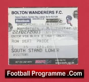 Bolton Wanderers v Manchester United 2003 – Football Ticket