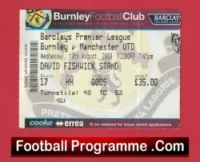 Burnley v Manchester United 2009 – Football Ticket