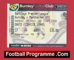 Burnley v Manchester United 2009 - Football Ticket - football memorabilia