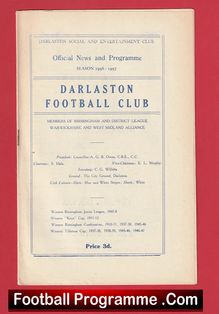 Darlaston v Gresley Rovers 1957 - Official Football Programmes - Image 2