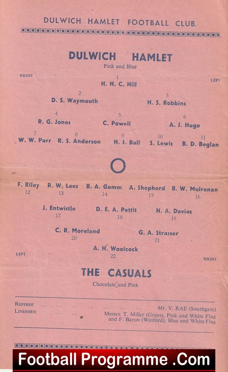Dulwich Hamlet v Casuals 1939 - 1930s Old Football Programme - Image 3