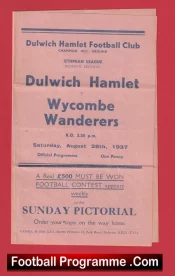 Dulwich Hamlet v Wycombe Wanderes 1937 – 1930s Old Programme