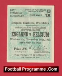 England v Belgium 1952 – Football Ticket 1950s
