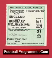 England v Hungary 1978 – Match Ticket
